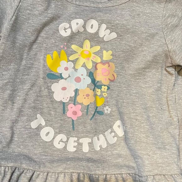 Grow Together Wonder Nation Graphic Print Shirt Toddler Girl 3T Gray Floral Top - Picture 3 of 7